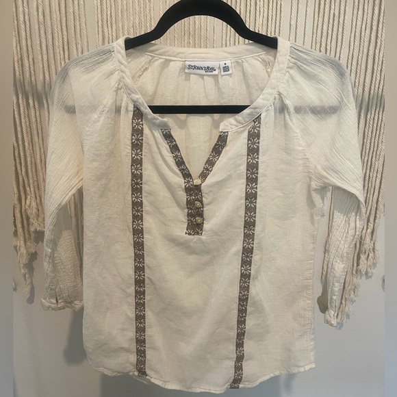 St. John's Bay Tops - Bohemian Light & Airy Hippie Chic Blouse Loose Sz S